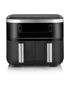 Severin FR 2453 freidora Doble 3,25 L Independiente 2850 W Freidora de aire caliente Negro, Plata