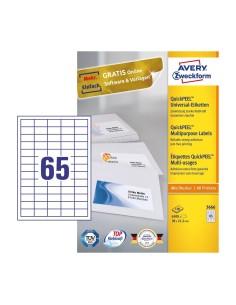 Avery 3666 etiqueta autoadhesiva Rectángulo Permanente Blanco 6500 pieza(s)