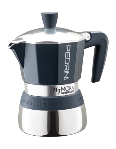 Pedrini MyMoka induction Cafetera italiana Azul, Acero inoxidable