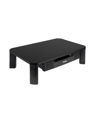 TooQ Soporte Elevador Multiusos con Cajón para Monitor/Portátil, Negro