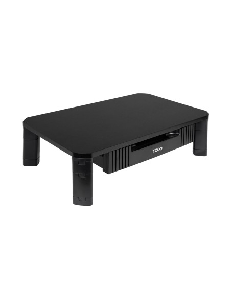 TooQ Soporte Elevador Multiusos con Cajón para Monitor/Portátil, Negro