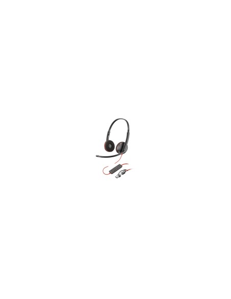 POLY Auriculares Blackwire 3220 estéreo USB-C negro + adaptador USB-C/A (paquete)