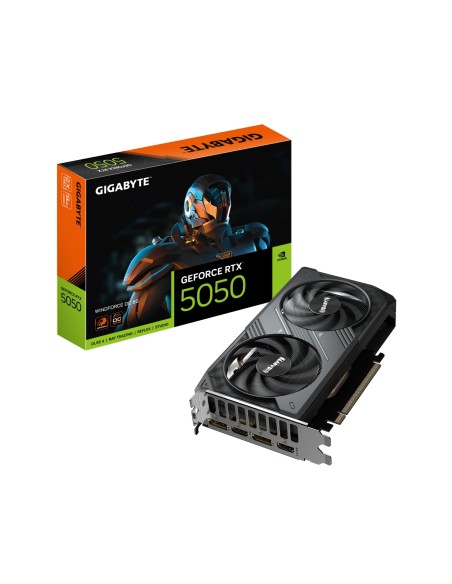 GIGABYTE GeForce RTX 5050 WINDFORCE OC 8G Tarjeta Gráfica - 8GB GDDR6, 128bit, PCI-E 5.0, 2587MHz Frecuencia del núcleo, 2 x DP,