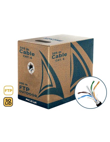 Phasak Bobina de cable de red FTP Cat.6 exterior CCA AWG23 305 m ? PHR 670