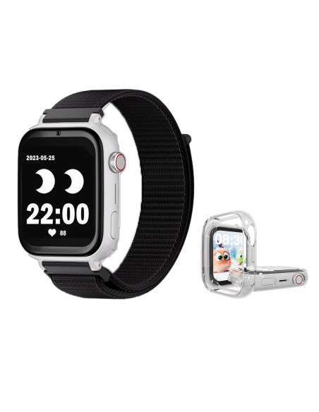SaveFamily SaveWatch Plus Reloj + Protector GPS y Llamadas 4G Blanco Pulsera Tela Negra