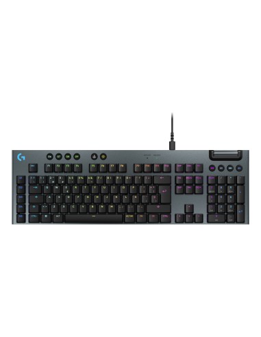 Logitech G Teclado mecánico para gaming con cable de perfil bajo G915 X, teclas de PBT de doble moldeado, teclas totalmente prog