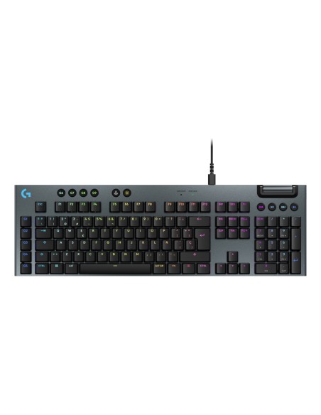 Logitech G Teclado mecánico para gaming con cable de perfil bajo G915 X, teclas de PBT de doble moldeado, teclas totalmente prog