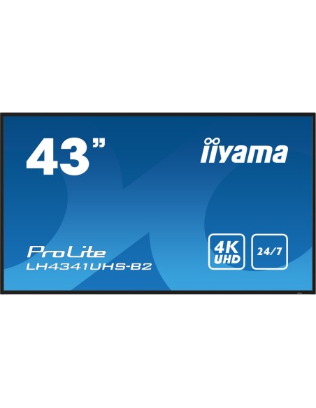 iiyama LH4341UHS-B2 pantalla de señalización 108 cm (42.5") LCD 500 cd / m² 4K Ultra HD Procesador incorporado Android 8.0 18/7