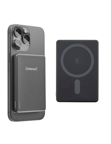 Intenso Batería Externa Magnética MW5000 5000 mAh ? Compatible con MagSafe, Carga Inalámbrica 15W, USB-C PD 20W, Delgada y Compa