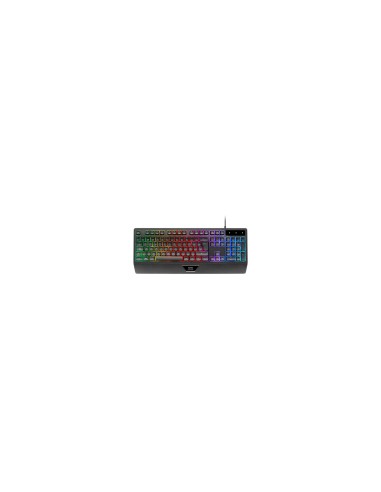 Mars Gaming MK124, Teclado Ergonómico H-Mech, Reposamuñecas Integrado, Iluminación FRGB Rainbow, Teclado Gaming Antighosting Ava