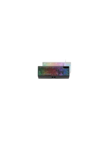 Mars Gaming MK124, Teclado Ergonómico H-Mech, Reposamuñecas Integrado, Iluminación FRGB Rainbow, Teclado Gaming Antighosting Ava