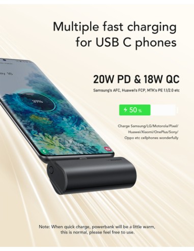VEGER PlugOn-L VG-W0556 PowerBank 5000mah PD20W Type-C connector built-in