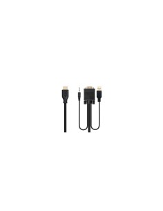 Nanocable Conversor unidireccional VGA/M + AUDIO/M + USB-A/M (para alimentación) a HDMI/M, Negro, 1.8m 2