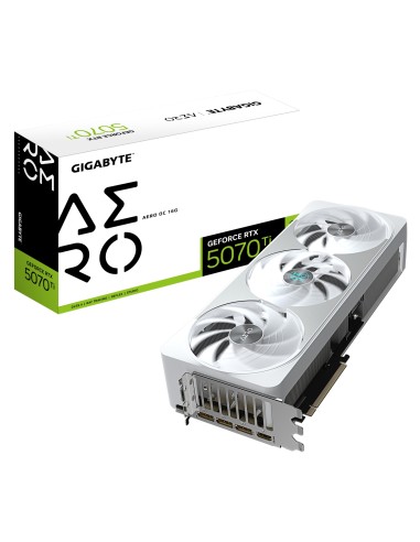 GIGABYTE GeForce RTX 5070 Ti AERO OC 16G Tarjeta Gráfica - 16GB GDDR7, 256 bits, PCI-E 5.0, XXXX MHz Core Clock, 3 x DP 2.1a, 1 