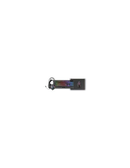 Mars Gaming MCP124PRO, Combo Gaming 4en1, Teclado RGB H-Mech con Reposamuñecas, Ratón RGB 3200DPI y Switches HUANO, Auriculares 