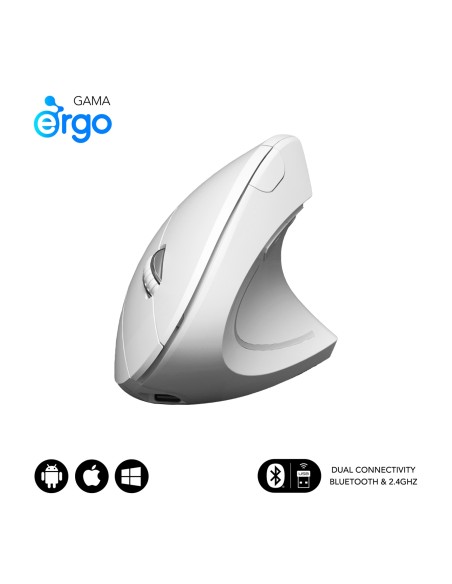 SUBBLIM RatÃ³n GLIDE VERTICAL ERGO DUAL MOUSE BATTERY WHITE