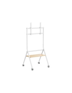 AISENS Soporte de suelo eco con rueda, 1 bandeja para pantalla interactiva/TV 80kg de 37-86, Blanco+Madera