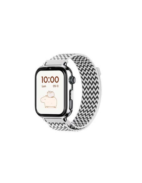 SaveFamily SaveWatch Plus 2 Reloj Inteligente para niÃ±os 4G Esfera Plateada correa Tela Zig Zag