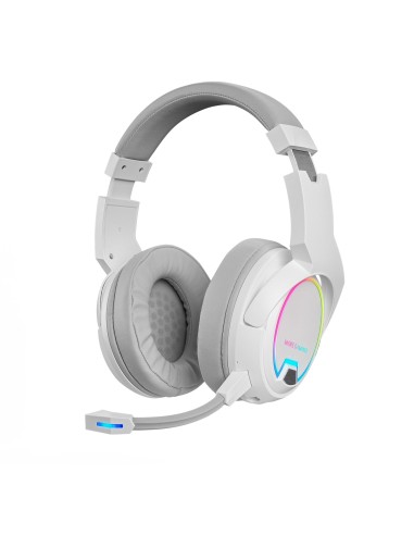 Mars Gaming MHW-100 Blanco Auriculares InalÃ¡mbricos ARGB Flow MicrÃ³fono ENC ExtraÃ­ble Ultraligeros CancelaciÃ³n de Ruido Acti