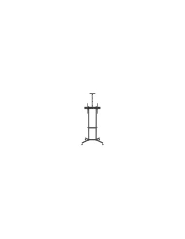 AISENS Soporte De Suelo Eco Con Rueda, Bandeja Para DVD Y Soporte De CÃ¡mara Para Monitor/TV 45kg De 37-70, Negro