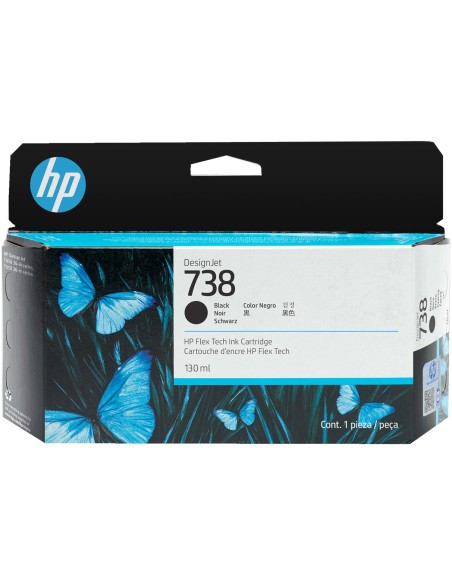 HP 738 130-ml Black DesignJet Ink Cartridge cartucho de tinta 1 pieza(s) Original Rendimiento estÃ¡ndar Negro