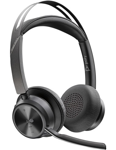 POLY Auriculares Voyager Focus 2 USB-C-C con certificaciÃ³n Microsoft Teams + adaptador USB-C/A + base de carga