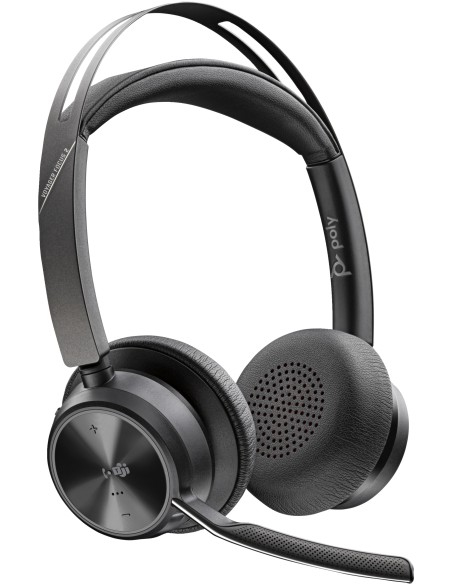 POLY Auriculares Voyager Focus 2 USB-C-C con certificaciÃ³n Microsoft Teams + adaptador USB-C/A + base de carga