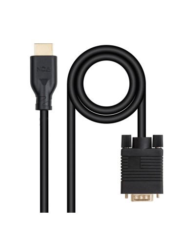 Nanocable Cable conversor VGA/M a HDMI/M, Negro, 1.8m