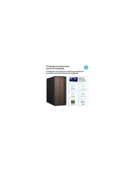 HP OmniDesk Desktop AI M03-0019ns PC Intel Core Ultra 5 225 16 GB DDR5-SDRAM 1 TB SSD Windows 11 Home Torre AI PC Madera, Negro