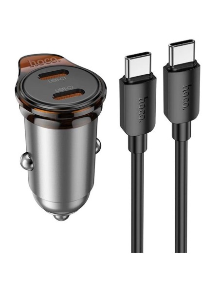 CARGADOR DE COCHE USB-C 45W HOCO CON SALIDA DOBLE + CABLE USB-C