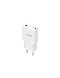 Nanocable Cargador 2xUSB-C/PD 20W, Blanco