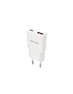 Nanocable Cargador USB-C/PD 25W + USB-A/QC 25W, Blanco