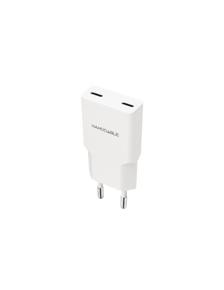 Nanocable Cargador 2xUSB-C/PD 25W, Blanco