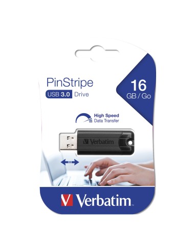 Verbatim PinStripe 3.0 Memoria USB 3.0 16GB Negro 49316