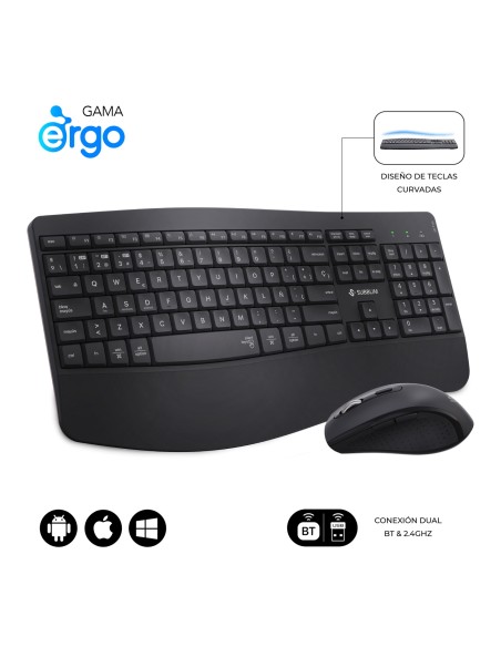 SUBBLIM Teclado con ratÃ³n COMBO DUAL OFFICE PROWAVE BLACK