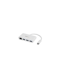 StarTech.com Concentrador USB 3.0 de 3 Puertos con USB-C y Ethernet Gigabit - Hub LadrÃ³n de USB Convencional - Blanco