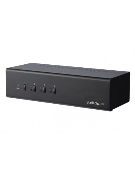 StarTech.com Switch Conmutador KVM de 4 Puertos DVI con Enlace Doble y VÃÂ­deo Doble - 4K 60Hz - KVM que Cumple con TAA