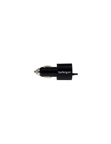 StarTech.com Cargador USB de 2 Puertos para Coche con Cable Micro USB y puerto USB - Negro