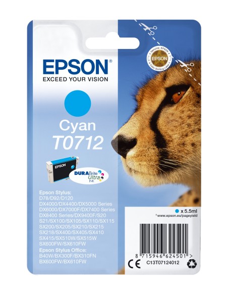 Cartucho Epson Cheetah T0712 etiqueta RF cian C13T07124022