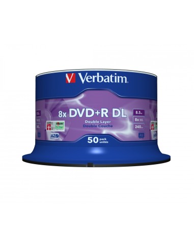Dvd Verbatim DVD+R Double Layer 8x Matt Silver 50pk Spindle 8,5 GB DVD+R DL 50 pieza(s) 43758