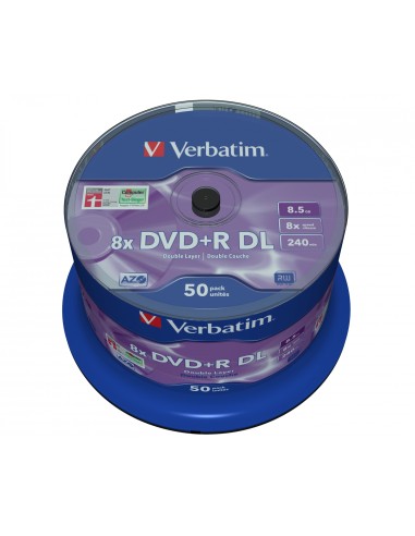 Dvd Verbatim DVD+R Double Layer 8x Matt Silver 50pk Spindle 8,5 GB DVD+R DL 50 pieza(s) 43758