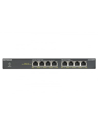 NETGEAR GS308PP No administrado Gigabit Ethernet (10/100/1000) EnergÃÂ­a sobre Ethernet (PoE) Negro
