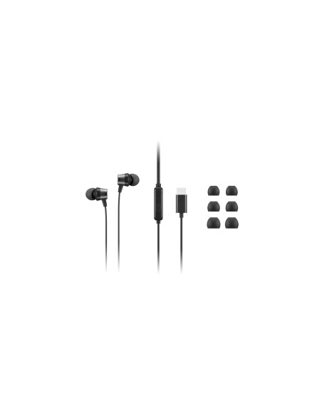 Lenovo 4XD1J77351 auricular y casco Auriculares AlÃ¡mbrico Dentro de oÃ­do Oficina/Centro de llamadas USB Tipo C Negro