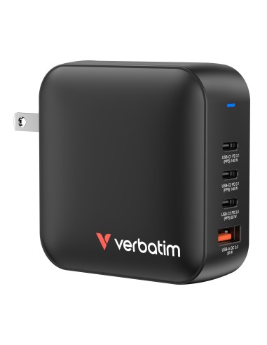 Verbatim Mini GaN Charger 165W Universal Negro Corriente alterna Carga rÃ¡pida Interior