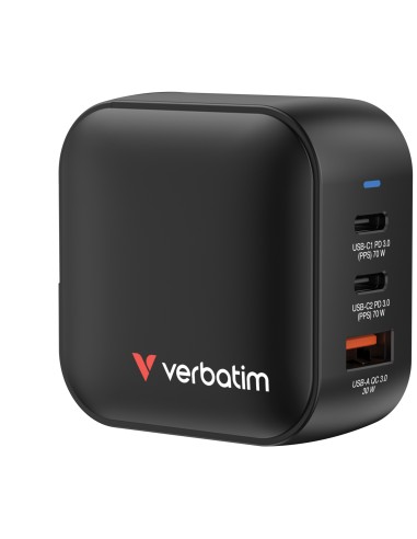 Verbatim Mini GaN Charger 70W Universal Negro Corriente alterna Carga rÃ¡pida Interior