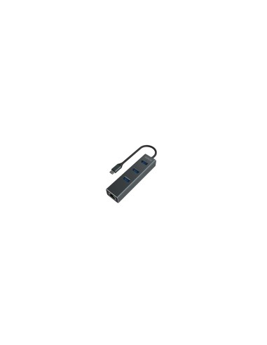 Savio AK-57 USB-C - 3 x USB-A HUB with RJ-45 Gigabit Ethernet adapter 5000 Mbit/s grey 2 x USB 3.2 Gen 2 (3.1 Gen 2) Type-C 1000
