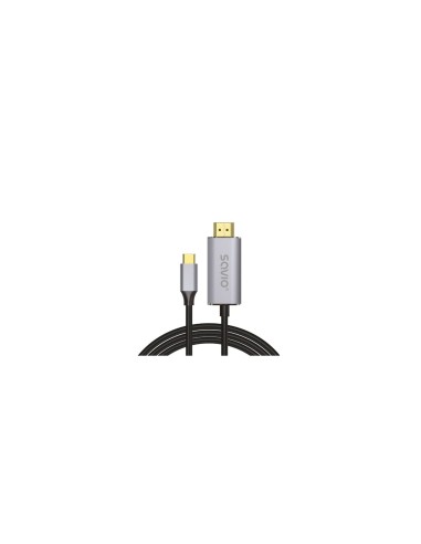 Savio USB-C to HDMI 2.0B cable 2m silver / black gold tips CL-171 cable HDMI USB C HDMI tipo A (EstÃ¡ndar) Negro