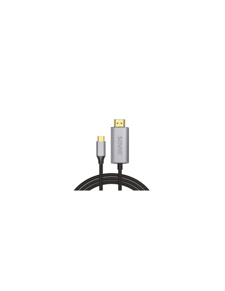 Savio USB-C to HDMI 2.0B cable 2m silver / black gold tips CL-171 cable HDMI USB C HDMI tipo A (EstÃ¡ndar) Negro