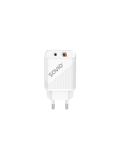 Savio LA-04 USB Type A & Type C Quick Charge Power Delivery 3.0 Indoor Smartphone, Tableta Blanco Carga rÃ¡pida Interior