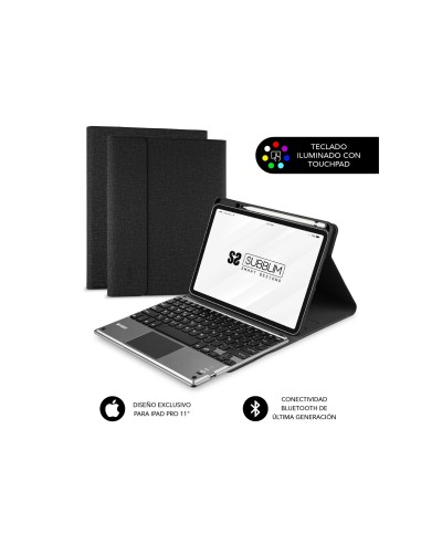 SUBBLIM Keytab Pro Funda Tablet con teclado retroiluminado  bluetooth touchpad Apple iPad pro 11p 2020 negro SUB-KT4-BTPI50